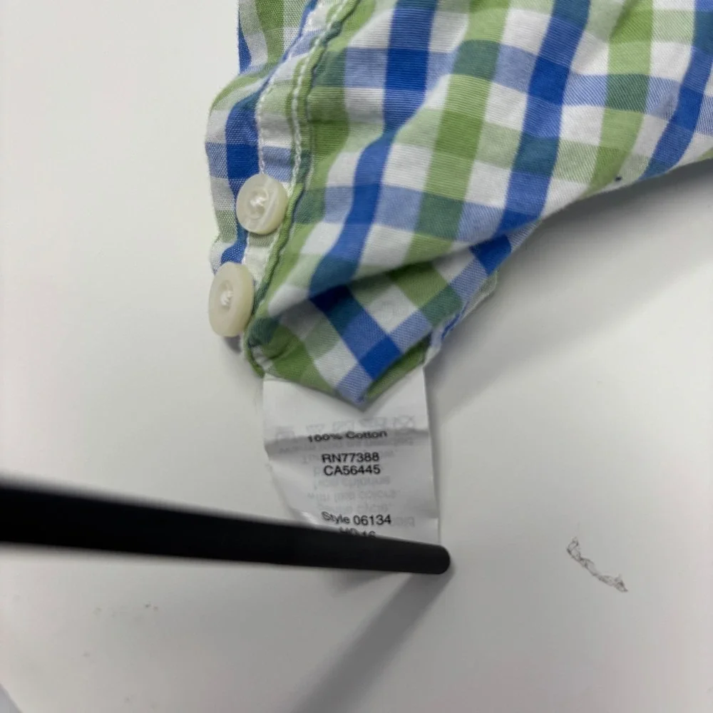 J. Crew Men's Long Sleeve Casual Cotton Button Shirt‎ Green & Blue Plaid Slim M